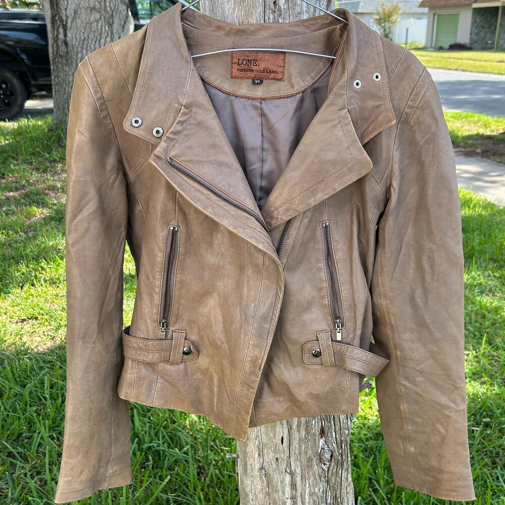 Women's Genuine Tan/Brown Leather Jacket